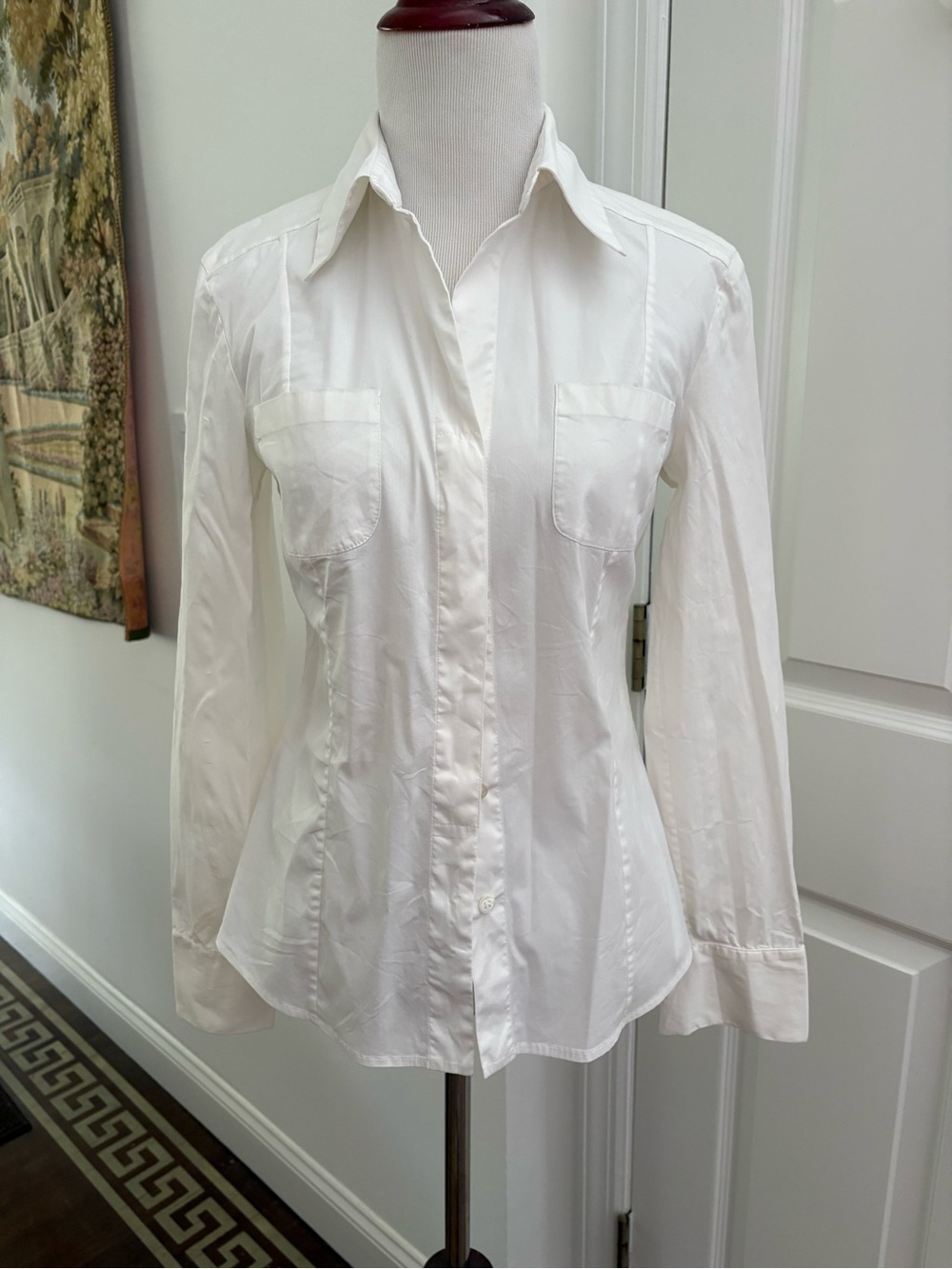 Piazza Sempione White Tailored Button-Front Blouse Sz S
